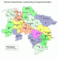 Amtsbezirke der Behörden für Geoinformation, Landentwicklung und Liegenschaften (GLL)